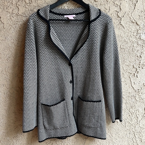 Katie & Elie‎ 100% Merino Wool chevron sweater/blazer/cardigan size M - Picture 9 of 9